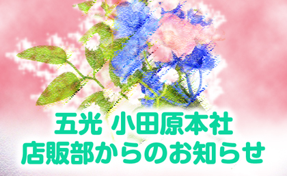 五光 小田原本社 店販部からのお知らせ